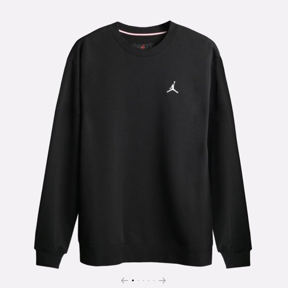 Jordan Brooklyn Fleece Mens Crew-Neck Sweatshirt Black - Picture 1 of 14